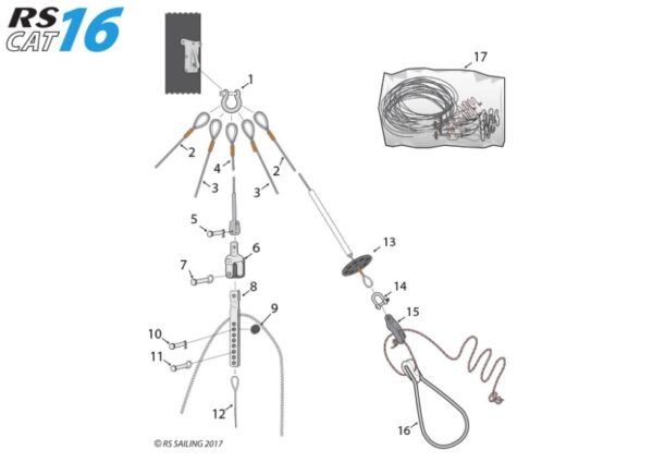 RS CAT16 XL Forestay Bridle Wires inc Tack Bar
